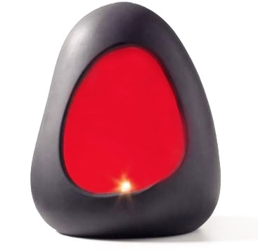 Magma Lampe Dolomit | rote Innenlasur H=20 cm